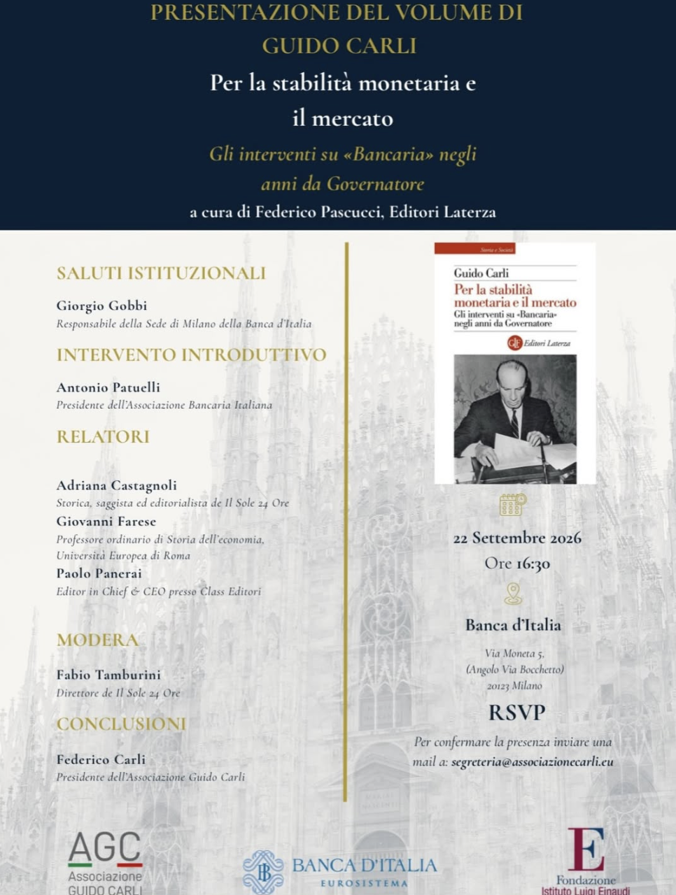 Presentazione del volume: "Per la stabilità monetaria e il mercato"
